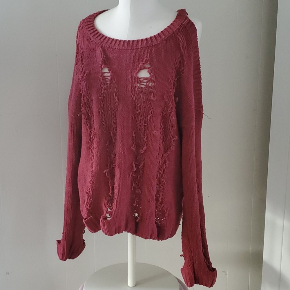 LOVE MARKS super soft ripped open shoulder sweater